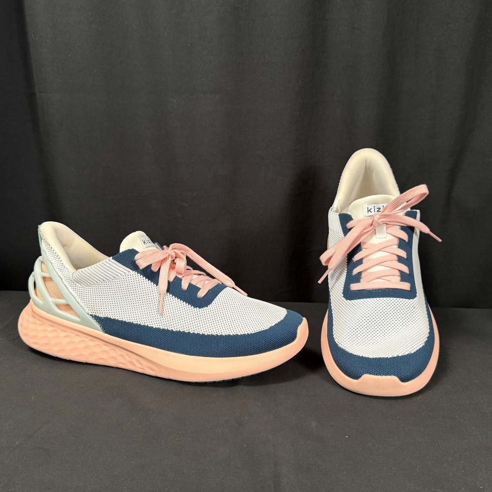 Kizik Athens Bahama Hands Free Slip On Sneakers Navy Pink Men 10.5W/Women 12W